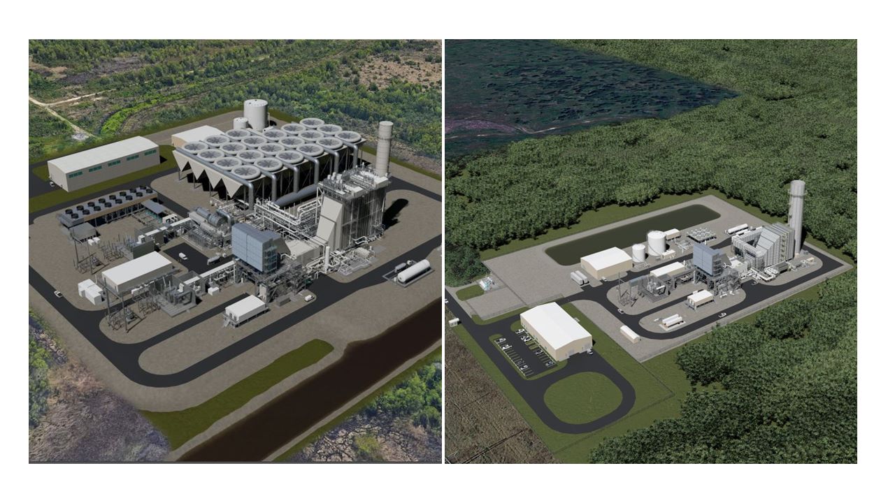 Representación de la central eléctrica Legend y la central eléctrica Lone Star propuestas por Entergy Texas